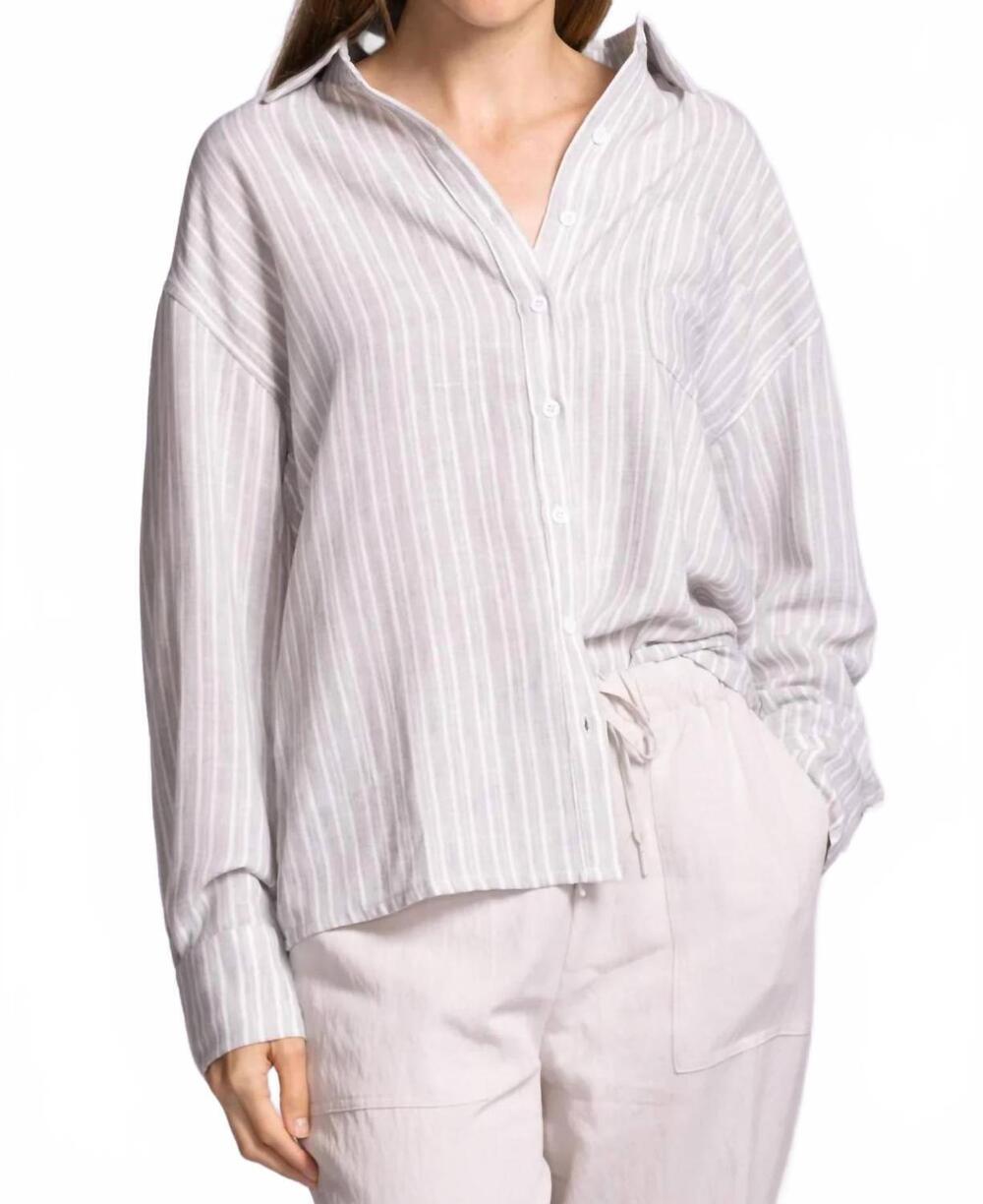 NEW PINK MARTINI nikkie long-sleeve button-up shirt in grey